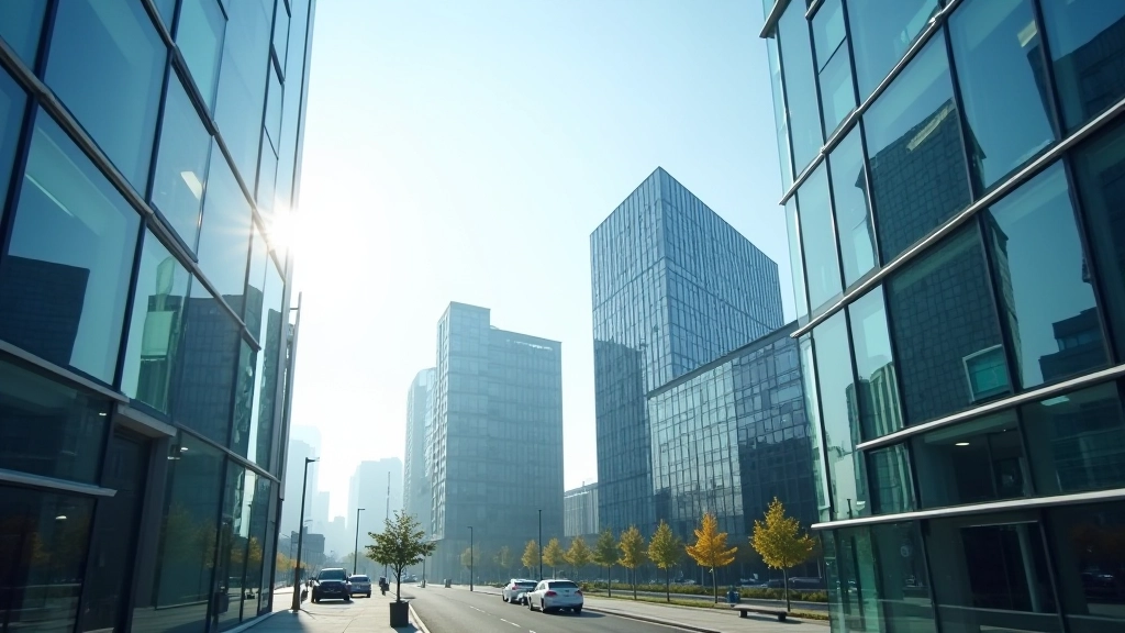 Moderne Geschäftsviertel mit Bürogebäuden und professioneller Atmosphäre