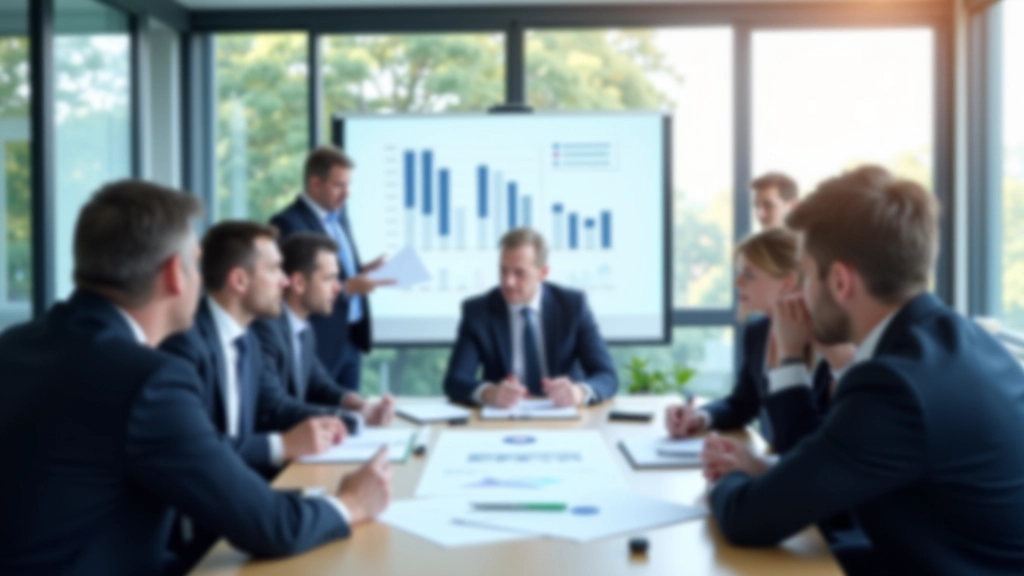 Strategiemeeting im Konferenzraum mit Führungskräften, die an einer Strategietafel arbeiten